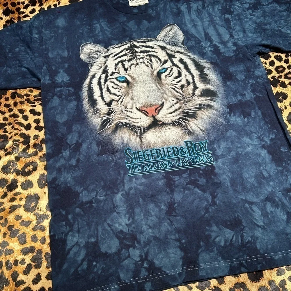 Vintage Siegfried & Roy White Tiger Tie Dye T-Shirt - Picture 2 of 7